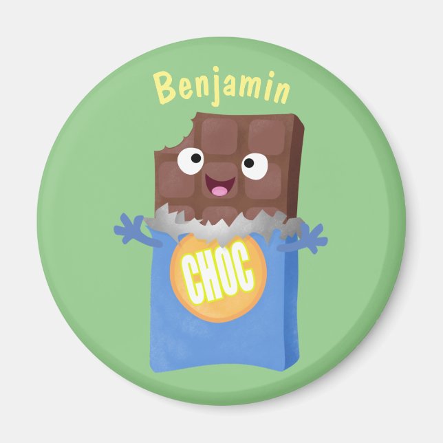 Imán Caricatura de dibujos animados de un dulce chocola (Frente)