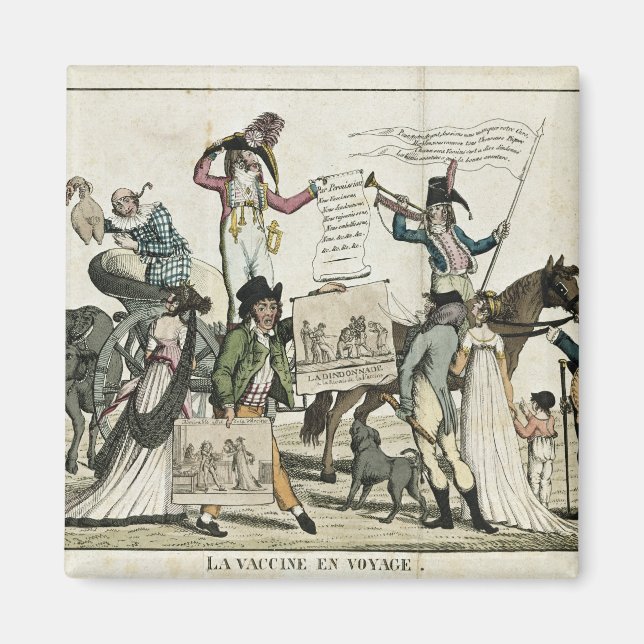 Imán Caricatura de médicas piratas que ofrecen vacunas (Frente)