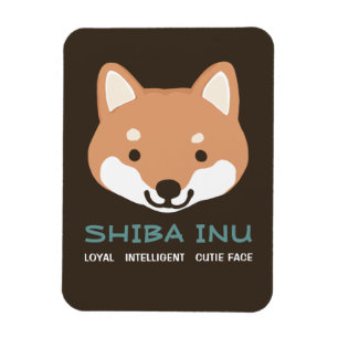 Imán Caricatura de Shiba Inu Perro con texto Personaliz