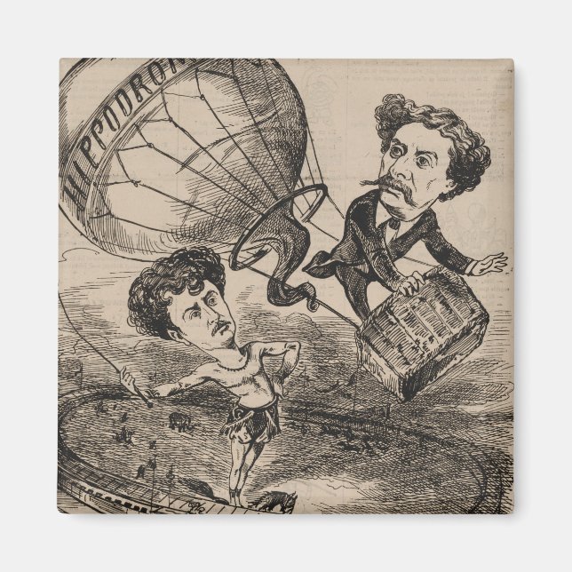 Imán Caricatura Francesa De Balonista En Globo De Aire  (Frente)