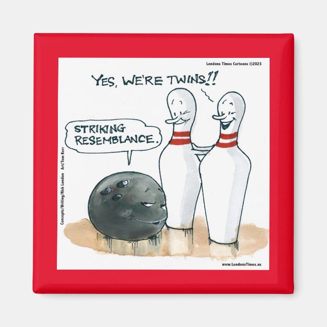 Imán Caricaturas divertidas de bolos de Rick London  (Frente)