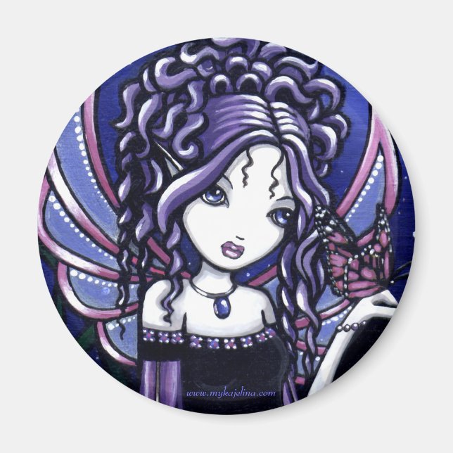 Imán "Carina", hada violeta de mariposa (Frente)