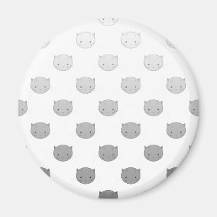Imán Caritas de Gatito Adorables en Blanco Negro Gris