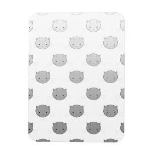 Imán Caritas de Gatito Adorables en Blanco Negro Gris