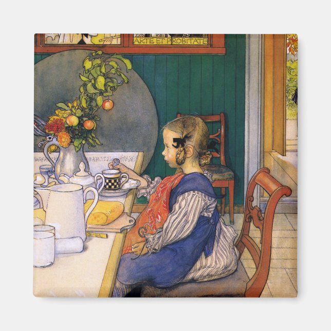 Imán Carl Larsson Desayuno Miserable de Late Riser (Frente)