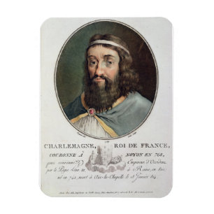 Imán Carlomagno (747-814), rey de Francia, grabó cerca