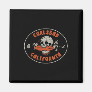 Imán Carlsbad California Ca Skull Surf Tattoo Front y a