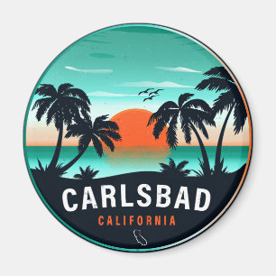 Imán Carlsbad California Retro Sunset Souvenirs 80