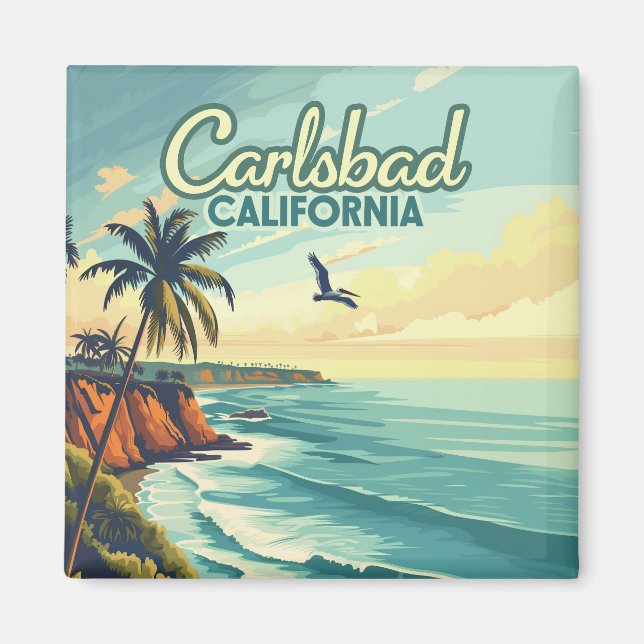 Imán Carlsbad California San Diego Beach Vintage (Frente)