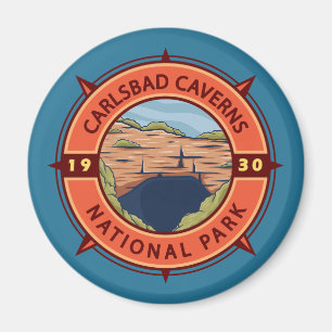 Imán Carlsbad Caverns Parque Nacional Compass Retro