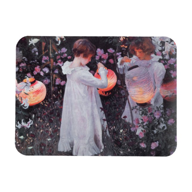 Imán carnation lily rosa art (Horizontal)