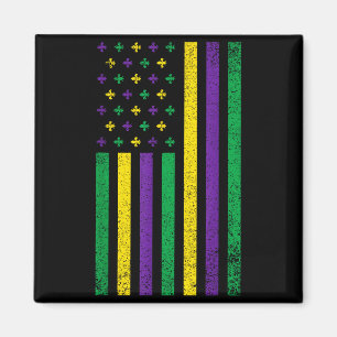 Imán Carnaval de Mardi Gras Bandera Americana Patriótic