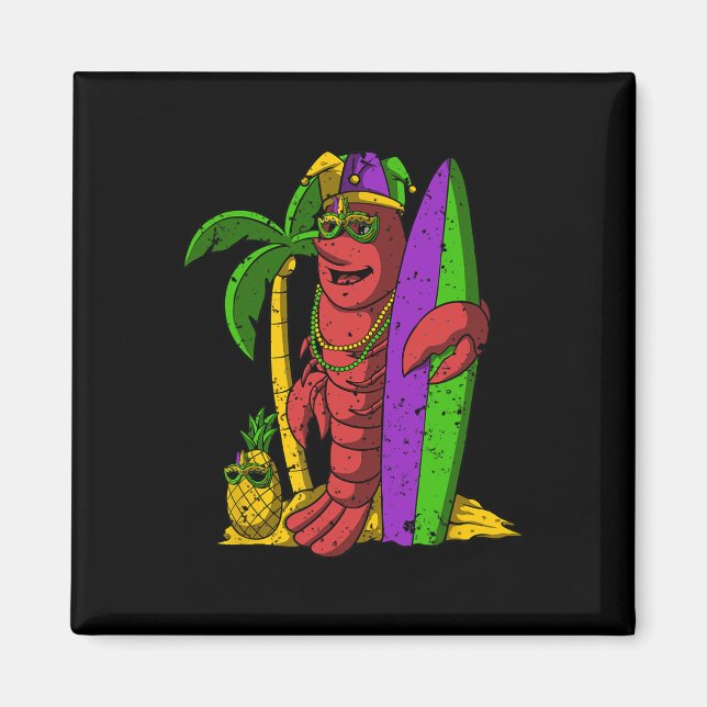 Imán Carnaval de surf Jester Crawfish Mardi Gras (Frente)