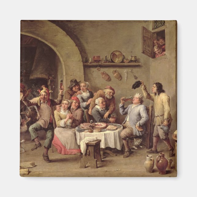 Imán Carnaval: 'Le Roi Boit', 1690 (petróleo sobre cobr (Frente)