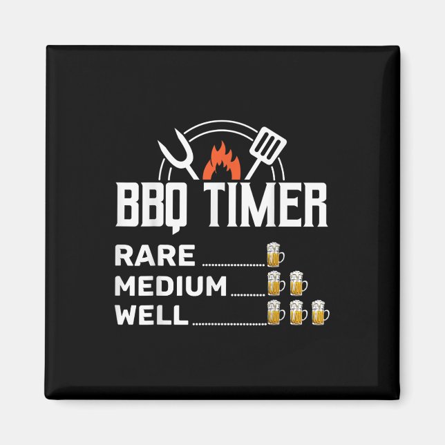 Imán Carne ahumada Lover Bbq Timer Cerveza divertida Ba (Frente)