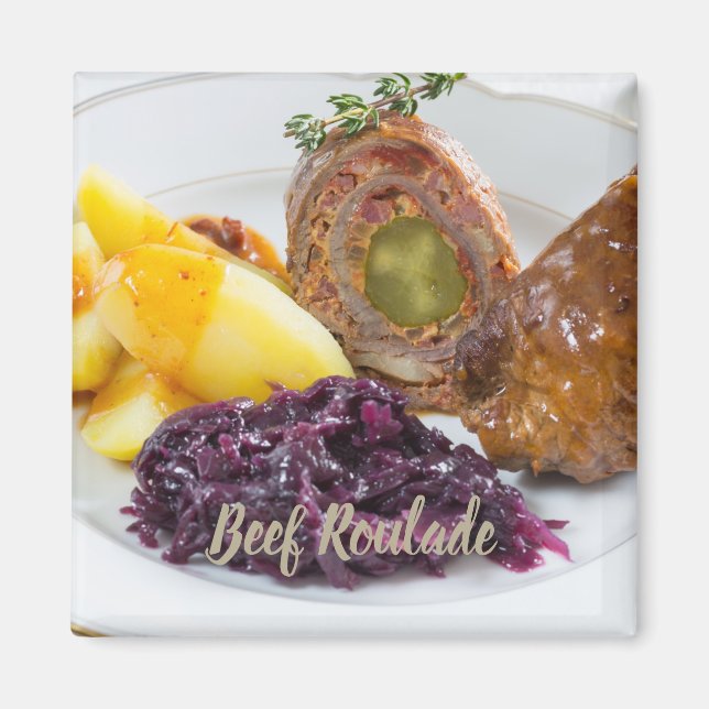 Imán Carne de buey con patatas y cocina de col roja (Frente)