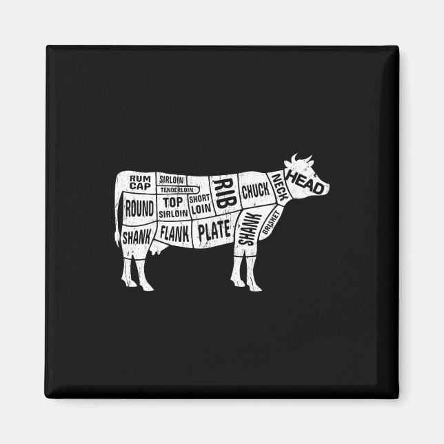 Imán Carnicero de vaca Tees (Frente)