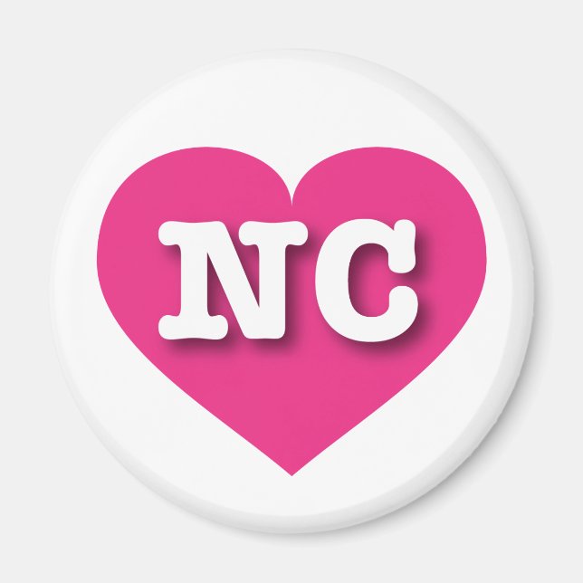 Imán Carolina del Norte Corazón Rosa Caliente - Amo NC (Frente)