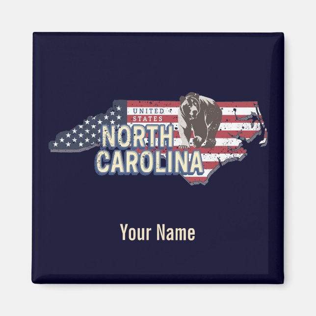 Imán Carolina del Norte Estado Estados Unidos Mapa USA  (Frente)