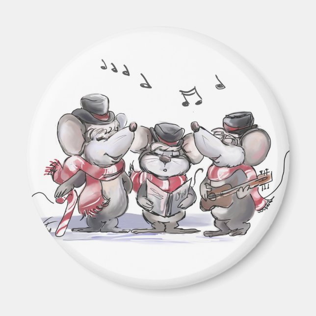 Imán Caroling con micrófono, Mac y Moe Magnet (Frente)