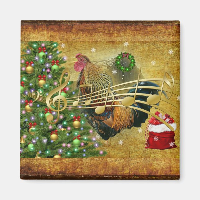 Imán Carols de Navidades cantantes de gallo de época (Frente)