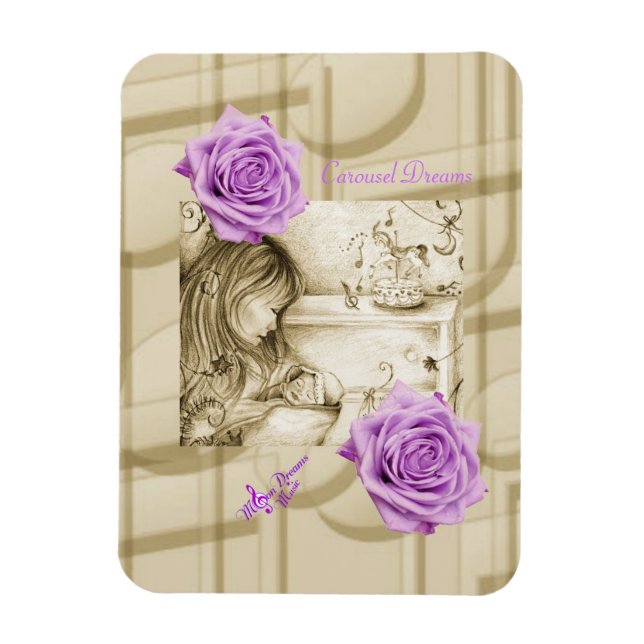 Imán Carousel Dreams Vintage Purple Rosa Magnet (Vertical)
