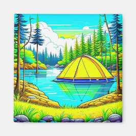 Imán Carpa flotante en el lago tema camping