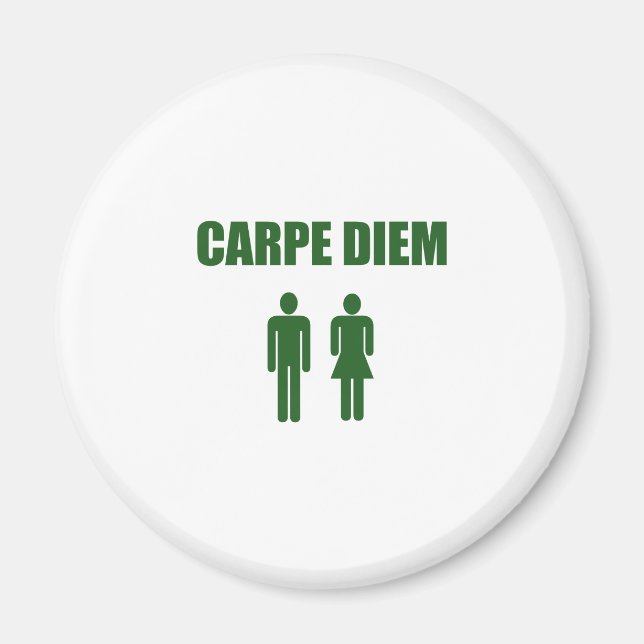 Imán Carpe Diem (niño y chica de texto verde) (Frente)