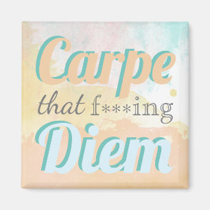 Imán Carpe Diem Profanity Cita Pastel acuarela