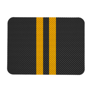 Imán Carreras Amarilla Stripes Estilo Fibra De Carbono