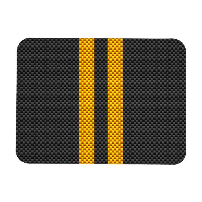 Imán Carreras Amarilla Stripes Estilo Fibra De Carbono (Horizontal)