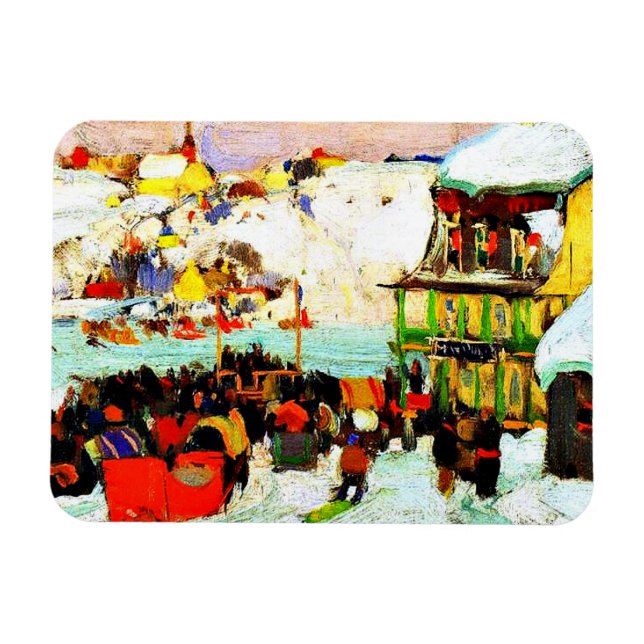 Imán Carreras de caballos en invierno por Clarence Gagn (Horizontal)
