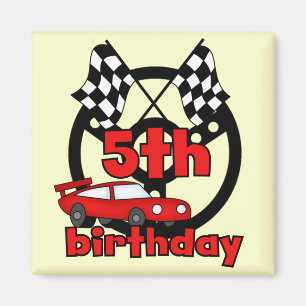 Imán Carreras de coche 5 camisetas de cumpleaños y rega