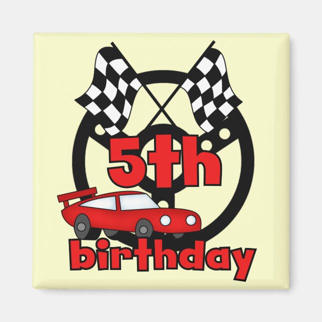Imán Carreras de coche 5 camisetas de cumpleaños y rega (Frente)