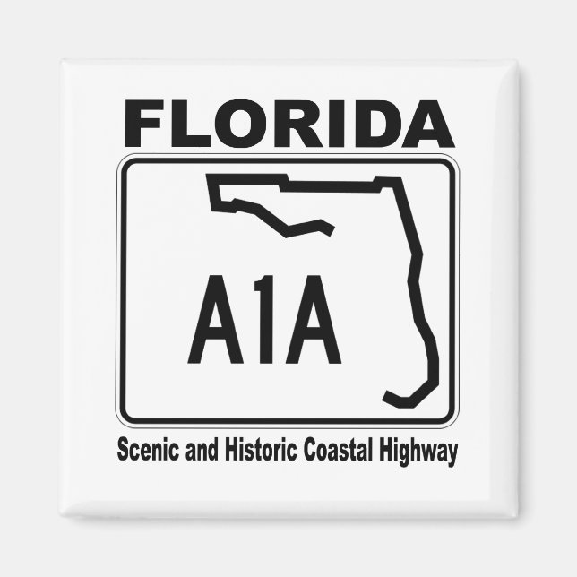 Imán Carretera costera A1A de Florida, histórica y pano (Frente)