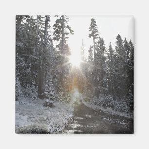 Imán Carretera de tierra nevada que va al sol