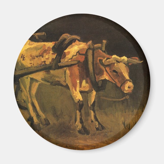 Imán Carro con ox rojo y blanco (Vincent van Gogh) (Frente)