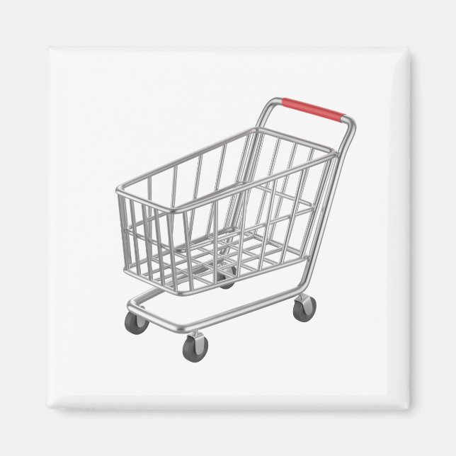 Imán Carro de compras metalizado vacío (Frente)