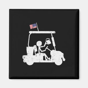 Imán Carro de golf Bandera Estadounidense Funny Golfing