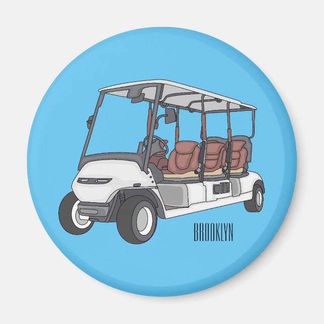Imán Carro de golf / ilustracion personalizado de coche (Frente)