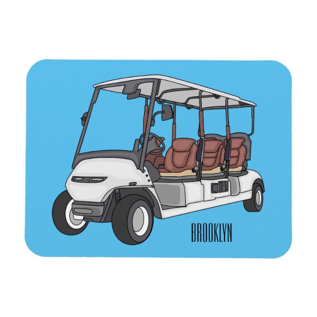 Imán Carro de golf / ilustracion personalizado de coche (Horizontal)