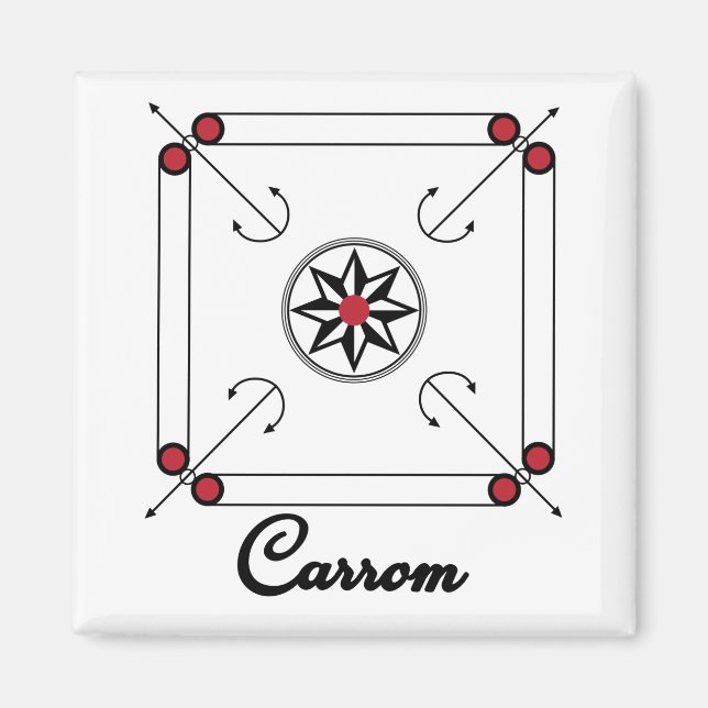 Imán Carrom Board Indio Diseño de juegos retro paquista (Frente)