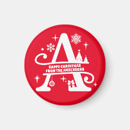 Imán Carta A Monograma Nombre de Familia Inicial Saludo