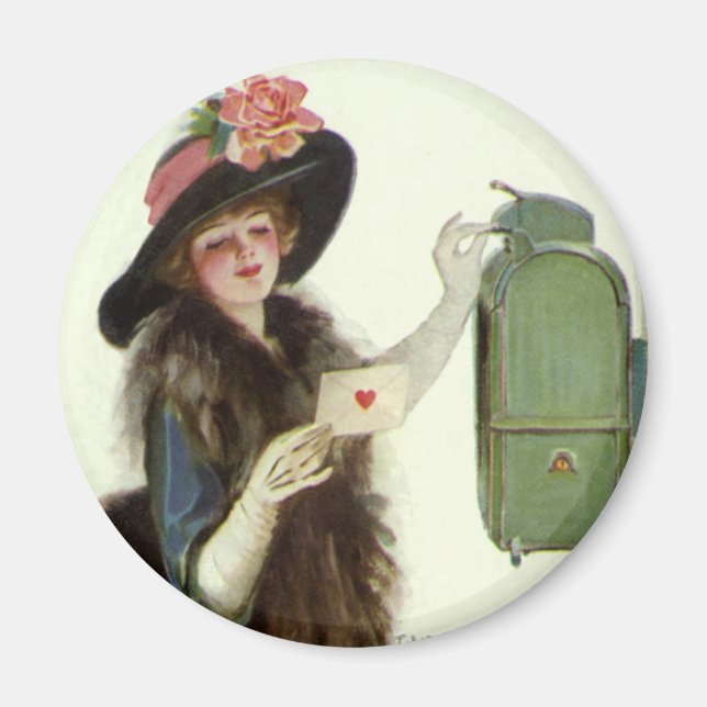 Imán Carta de amor de Día de San Valentín victoriana vi (Frente)