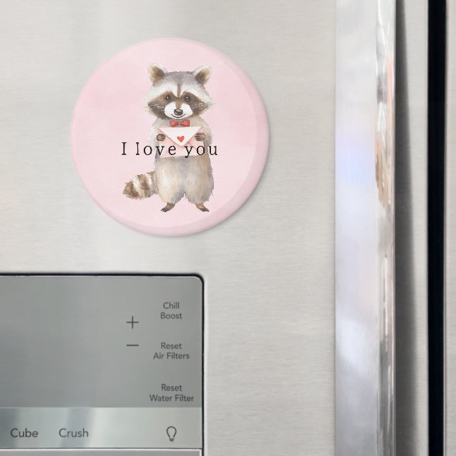 Imán Carta de amor del mapache rosa (In situ (nevera))