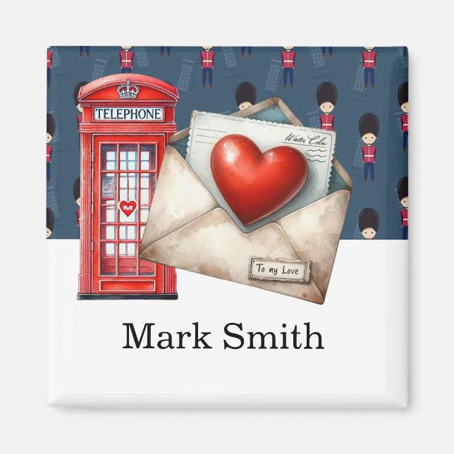 Imán Carta de amor temática londinense para Lover (Frente)