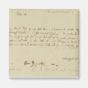 Imán Carta de Mozart a freemason, enero de 1786