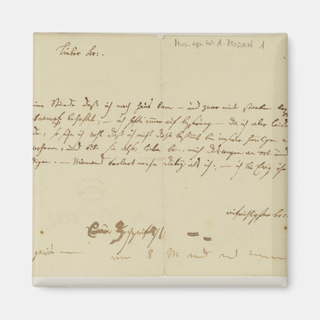 Imán Carta de Mozart a freemason, enero de 1786 (Frente)
