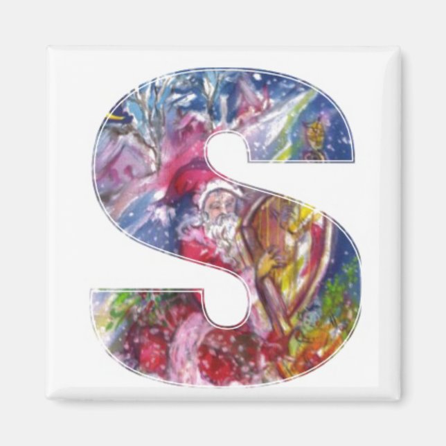 Imán CARTA DE navidades / SANTA JUGANDO HARP (Frente)