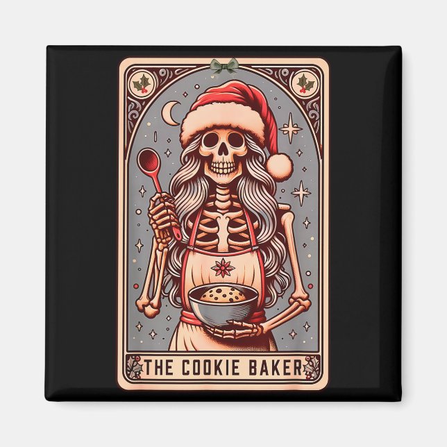 Imán Carta de Tarot del Panadero de Galletas Esqueleto  (Frente)
